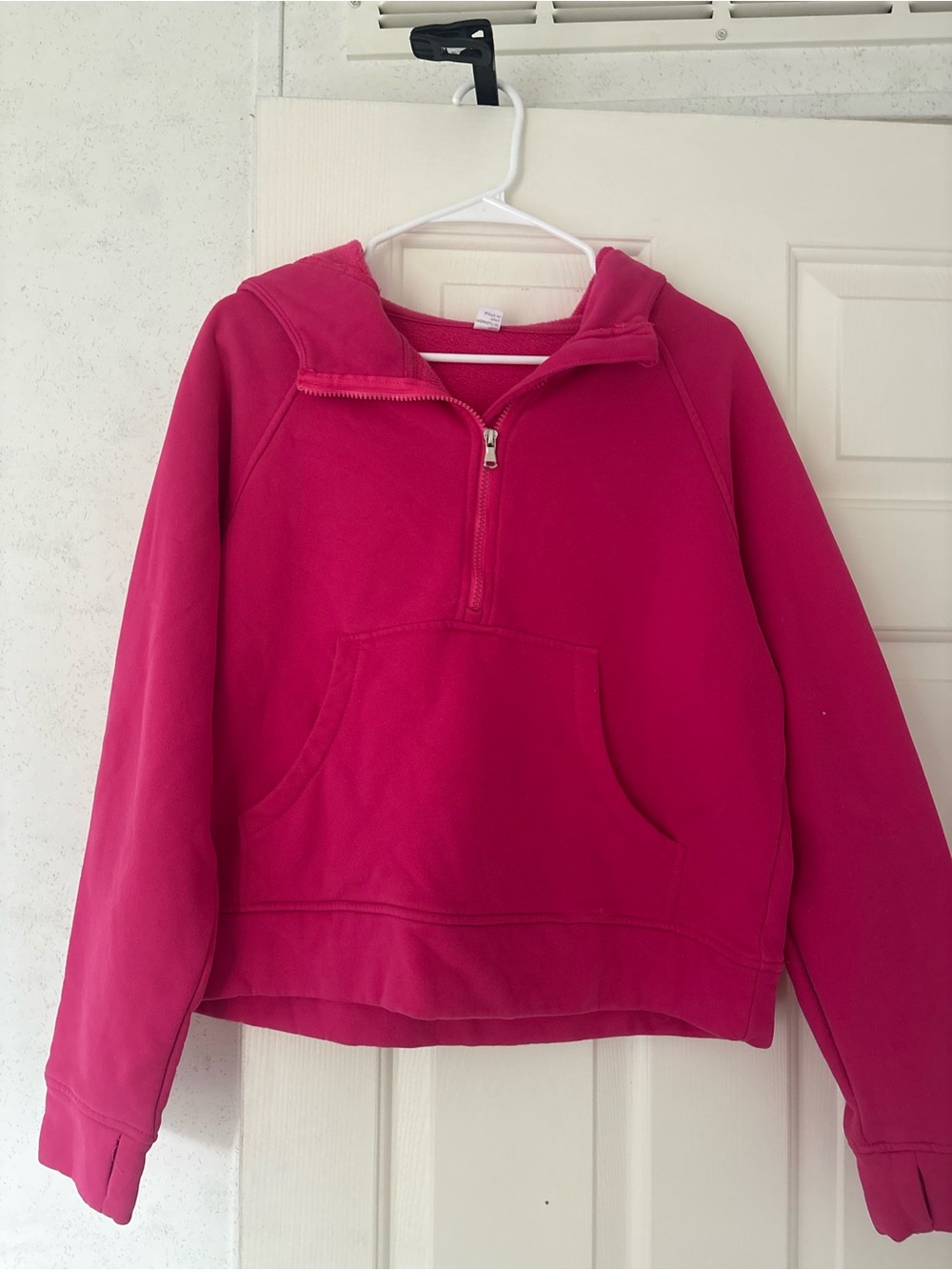 Women’s Half-Zip Hooded Pullover Jacket in Bright Pink